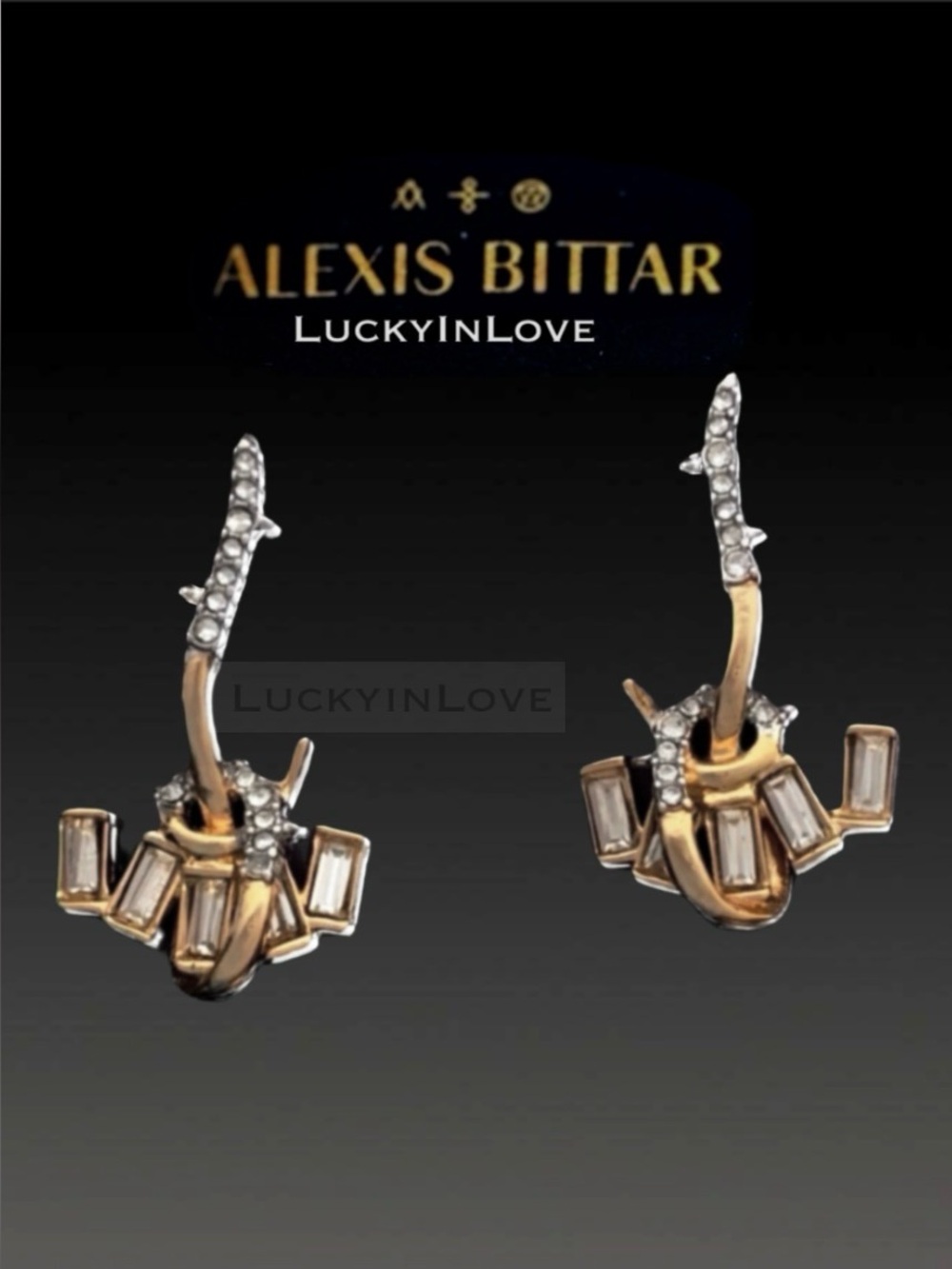 Alexis Bittar New Gold Jagged Starlight Marquis Serpentine Crystal Earrings